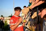 12 August 2024; Clare hurler Peter Duggan playing for Davy Russell's Best signs autographs during the Hurling for Cancer Research 2024 charity match at Netwatch Cullen Park in Carlow. Photo by Piaras Ó Mídheach/Sportsfile