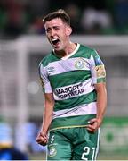 15 August 2024; Darragh Burns of Shamrock Rovers celebrates after the UEFA Europa League third qualifying round second leg match between Shamrock Rovers and Celje at Tallaght Stadium in Dublin. Photo by Ben McShane/Sportsfile