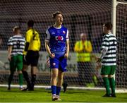 16 August 2024; Robbie Lynch of Treaty United celebrates after scoring his side's seventh goal during the Sports Direct Men’s FAI Cup third round match between Treaty United and Pike Rovers at Markets Field in Limerick. Photo by Michael P Ryan/Sportsfile