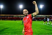 16 August 2024; Shelbourne captain Mark Coyle celebrates after the Sports Direct Men’s FAI Cup third round match between Shelbourne and Galway United at Tolka Park in Dublin. Photo by Ben McShane/Sportsfile