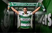 19 August 2024; Shamrock Rovers new signing Danny Mandroiu poses for a portrait at Tallaght Stadium in Dublin. Photo by Sam Barnes/Sportsfile