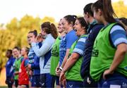 20 August 2024; Christy Haney, thrid from right, laughs during a Leinster Rugby women's training session at The High School in Rathgar, Dublin. Photo by Shauna Clinton/Sportsfile