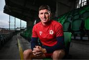 21 August 2024; Joe Redmond sits for a portrait before a St Patrick's Athletic media conference at Tallaght Stadium in Dublin. Photo by Seb Daly/Sportsfile