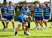 23 August 2024; Leinster players react as Josh van der Flier drops the ball during a Leinster Rugby squad open training session at New Ross RFC in Wexford. Photo by Seb Daly/Sportsfile