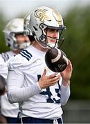 23 August 2024; Georgia Tech Yellow Jackets punter David Shanahan during a practice session at Lansdowne RFC in Dublin ahead of the 2024 Aer Lingus College Football Classic match between Florida State and Georgia Tech this Saturday at Aviva Stadium in Dublin. Photo by Sam Barnes/Sportsfile