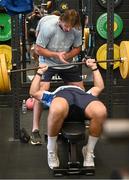 23 August 2024; Ryan Baird, top, and John McKee during a Leinster Rugby squad gym session at Farrell Fitness in Wexford. Photo by Seb Daly/Sportsfile