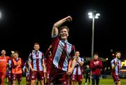 23 August 2024; Conor Kane of Drogheda United acknowledges supporters after his side's victory in the SSE Airtricity Men's Premier Division match between Drogheda United and Sligo Rovers at Weavers Park in Drogheda, Louth. Photo by Shauna Clinton/Sportsfile