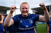 24 August 2024; Aoife Wafer of Leinster celebrates after her side's victory in the Vodafone Women’s Interprovincial Championship Round Three match between Ulster and Leinster at the Kingspan Stadium in Belfast. Photo by Shauna Clinton/Sportsfile