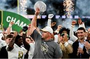 24 August 2024; Georgia Tech head coach Brent Key celebrates after the 2024 Aer Lingus College Football Classic match between Florida State and Georgia Tech at Aviva Stadium in Dublin. Photo by Brendan Moran/Sportsfile