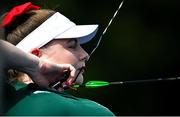 29 August 2024; Kerrie Leonard of Ireland in action during the women's W2 individual compound open on day one of the Paris 2024 Paralympic Games in at Esplanade des Invalides in Paris, France. Photo by Harry Murphy/Sportsfile