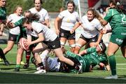 31 August 2024; Abby Moyles of Ulster goes over to score a try during the Vodafone Women’s Interprovincial Championship third place play-off match between Ulster and Connacht at the Kingspan Stadium in Belfast. Photo by John Dickson/Sportsfile