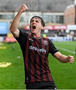 1 September 2024; Cian Byrne of Bohemians celebrates after the SSE Airtricity Men's Premier Division match between Bohemians and Shamrock Rovers at Dalymount Park in Dublin. Photo by Stephen McCarthy/Sportsfile