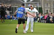 1 September 2024; Annabel Dimmock of England celebrates with her father and caddie Chris after winning the play-off in the final round of the KPMG Women’s Irish Open at Carton House Golf Club in Maynooth, Kildare. Photo by Sam Barnes/Sportsfile