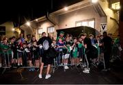 30 August 2024; Cork City players Arran Healy, Cian Bargary, and Malik Dijksteel sign autographs for supporters after during the SSE Airtricity Men's First Division match between Cork City and Longford Town at Turner's Cross in Cork. Photo by Michael P Ryan/Sportsfile