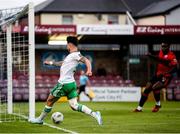 30 August 2024; Sean Maguire of Cork City has a shot on goal during the SSE Airtricity Men's First Division match between Cork City and Longford Town at Turner's Cross in Cork. Photo by Michael P Ryan/Sportsfile