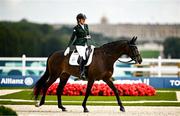 4 September 2024; Sarah Slattery of Ireland on Savona during the Grade V Individual Event on day seven of the Paris 2024 Paralympic Games at Château de Versailles in Paris, France. Photo by Harry Murphy/Sportsfile