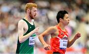 6 September 2024; Aaron Shorten of Ireland, centre, during the Men's T20 1500m final on day nine of the Paris 2024 Paralympic Games at Stade de France in Paris, France. Photo by Lars Moeller/Sportsfile