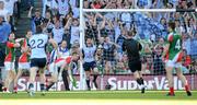 22 September 2013; Dublin's Bernard Brogan celebrates after scoirng his side's second goal. GAA Football All-Ireland Senior Championship Final, Dublin v Mayo, Croke Park, Dublin. Picture credit: Stephen McCarthy / SPORTSFILE