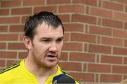 24 September 2013; Munster's Johne Murphy speaking to journalists after a squad training session ahead of their Celtic League 2013/14 Round 4 game against Newport Gwent Dragons on Saturday. Munster Rugby Squad Training & Media Briefing, University of Limerick, Limerick. Picture credit: Diarmuid Greene / SPORTSFILE