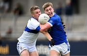 8 September 2024; Greg McEneaney of Skerries Harps in action against Mark Le Strange of St Vincent's during the Dublin County Senior 1 Club Football Championship Group 4 match between Skerries Harps and St Vincent's at Parnell Park in Dublin. Photo by Piaras Ó Mídheach/Sportsfile