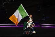 8 September 2024; Ireland flagbearers Ellen Keane and Michael Murphy during the closing ceremony of the Paris 2024 Paralympic Games in Paris, France. Photo by Harry Murphy/Sportsfile