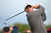 11 September 2024; Rory McIlroy of Northern Ireland plays a shot from the fifth tee box during the Pro Am before the Amgen Irish Open Golf Championship 2024 at the Royal County Down Golf Club in Newcastle, Down. Photo by Sam Barnes/Sportsfile