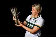 12 September 2024; Kerry goalkeeper Ciara Butler with her 2024 ZuCar Golden Glove award. Ciara’s brilliant save against Meath in the TG4 All-Ireland Senior Championship quarter-final, to tip a fierce Marion Farrelly effort over the crossbar, won the popular vote on the Ladies Gaelic Football Association website. Photo by Seb Daly/Sportsfile