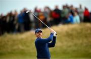 13 September 2024; Rory McIlroy of Northern Ireland watches his shot on the 5th fairway during day two of the Amgen Irish Open Golf Championship 2024 at the Royal County Down Golf Club in Newcastle, Down. Photo by Ramsey Cardy/Sportsfile