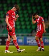 13 September 2024; Gareth McElroy of Sligo Rovers, left, and John Ross Wilson react after their side's defeat in the SSE Airtricity Men's Premier Division match between Shamrock Rovers and Sligo Rovers at Tallaght Stadium in Dublin. Photo by Tyler Miller/Sportsfile