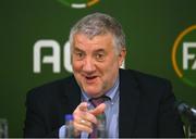 14 September 2024; FAI President Paul Cooke during the Football Association of Ireland's annual general meeting at the Radisson Blu St. Helen's Hotel in Dublin. Photo by Tyler Miller/Sportsfile