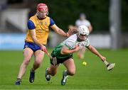 14 September 2024; Shane Coffey of Lucan Sarsfields in action against AJ Murphy of Na Fianna during the Dublin Senior 1 Hurling Championship Group 1 match between Lucan and Na Fianna at Parnell Park in Dublin. Photo by Stephen Marken/Sportsfile