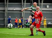 14 September 2024; Brian Leech of Shamrock Rovers in action against Noel Moran of Sligo Rovers during the League of Ireland Walking Football Festival 2024 at the National Sports Indoor Centre in Dublin. Photo by Shauna Clinton/Sportsfile