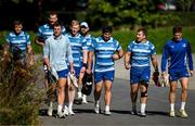 16 September 2024; Leinster players, from left, Garry Ringrose, RG Snyman, Lee Barron, Jamie Osborne, Andrew Porter, Thomas Clarkson, John McKee and Rob Russell arrive before a Leinster rugby training session at UCD in Dublin. Photo by Brendan Moran/Sportsfile