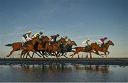 16 September 2024; Runners and riders during the ONEILLS.COM Handicap at the Laytown Races in Laytown, Meath. Photo by Ramsey Cardy/Sportsfile