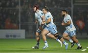 20 September 2024; Leinster players, from left, Brian Deeny, John McKee and Rabah Slimani run on as substitutes during the United Rugby Championship match between Edinburgh and Leinster at Hive Stadium in Edinburgh, Scotland. Photo by Seb Daly/Sportsfile