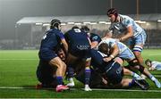 20 September 2024; Leinster captain Jack Conan on the way to scoring his side's fifth try during the United Rugby Championship match between Edinburgh and Leinster at Hive Stadium in Edinburgh, Scotland. Photo by Seb Daly/Sportsfile