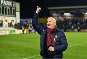 20 September 2024; Galway United manager John Caulfield celebrates after the SSE Airtricity Men's Premier Division match between Galway United and Shelbourne at Eamonn Deacy Park in Galway. Photo by Piaras Ó Mídheach/Sportsfile