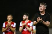 20 September 2024; St Patrick's Athletic manager Stephen Kenny acknowledges supporters after his side's victory in the SSE Airtricity Men's Premier Division match between St Patrick's Athletic and Waterford at Richmond Park in Dublin. Photo by Shauna Clinton/Sportsfile