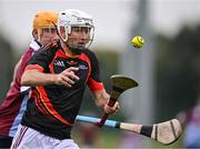 21 September 2024; Paddy Roe of Erin's Own Castlecomer, Kilkenny in action against Roger Nolan of Naomh Olaf's Social Hurlers, Dublin, during the Dads & Lads Hurling Blitz at the GAA National Sports Campus in Abbottstown, Dublin. Photo by Stephen Marken/Sportsfile