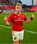 21 September 2024; Craig Casey of Munster celebrates after the United Rugby Championship match between Munster and Connacht at Thomond Park in Limerick. Photo by Brendan Moran/Sportsfile