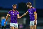 21 September 2024; Shane Horan, left, and Luke O'Kelly of Kilmacud Crokes after their side's victory in the Dublin County Senior 1 Club Football Championship quarter-final match between Kilmacud Crokes and Ballyboden St Endas at Parnell Park in Dublin. Photo by Shauna Clinton/Sportsfile