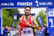 22 September 2024; Hugh Armstrong of Ballina AC, Mayo, after winning the 2024 Irish Life Dublin Half Marathon which took place on Sunday 22nd of September in Phoenix Park, Dublin. Photo by Sam Barnes/Sportsfile