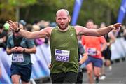 22 September 2024; Stephen Murphy celebrates finishing the 2024 Irish Life Dublin Half Marathon which took place on Sunday 22nd of September in Phoenix Park, Dublin. Photo by Sam Barnes/Sportsfile