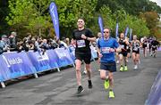 22 September 2024; Bryan Menton, left, and Andrew Lyons during the 2024 Irish Life Dublin Half Marathon which took place on Sunday 22nd of September in Phoenix Park, Dublin. Photo by Sam Barnes/Sportsfile