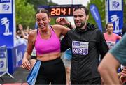 22 September 2024; Participants after finishing the 2024 Irish Life Dublin Half Marathon which took place on Sunday 22nd of September in Phoenix Park, Dublin. Photo by Sam Barnes/Sportsfile