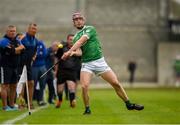 22 September 2024; Shane O'Brien of Kilmallock scores a point during the Limerick County Senior Club Hurling Championship Group 1 match between Patrickswell and Kilmallock at Mick Neville Park in Rathkeale, Limerick. Photo by Tom Beary/Sportsfile