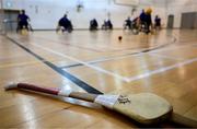 22 September 2024; A hurling stick signed by Limerick hurling player Gearóid Hegarty is seen during the 2024 M. Donnelly GAA Wheelchair Hurling / Camogie All-Ireland Finals at SETU Carlow Campus Sports Hall in Carlow. Photo by Shauna Clinton/Sportsfile