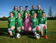 27 September 2024; The Republic of Ireland team pose for a photograph after victory in the cerebal palsy women's international series match between Ireland and Denmark at the AUL Complex in Dublin. Photo by Stephen McCarthy/Sportsfile