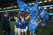 27 September 2024; Bank of Ireland mini teams from St Mary's College RFC before the United Rugby Championship match between Leinster and Dragons at the Aviva Stadium in Dublin. Photo by Brendan Moran/Sportsfile