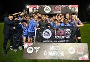 28 September 2024; UCD players celebrate with the trophy after the EA SPORTS MU20 League of Ireland Enda McGuill Cup final match between UCD and Sligo Rovers at UCD Bowl in Belfield, Dublin. Photo by David Fitzgerald/Sportsfile